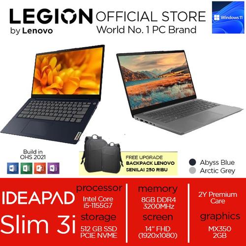 [EZO.2400446] Lenovo Ideapad Slim 3i 14 i5 1155G7 8GB 512SSD MX350 2GB W11+OHS FHD
