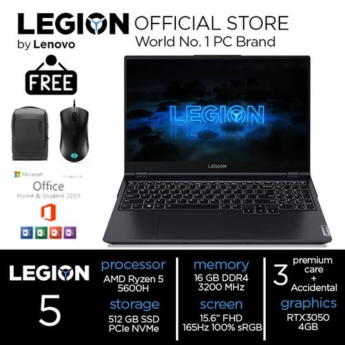 [EZO.2400450] Lenovo Legion 5 Ryzen 5 5600 16GB 512ssd RTX3050 4GB W10+OHS 15.6 3RID