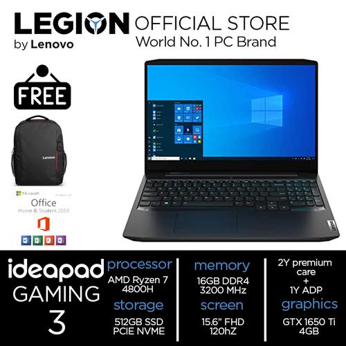 [EZO.2400463] Lenovo Gaming 3 59ID Ryzen 7 4800 16GB 512ssd GTX1650Ti 4GB W10 15"FHD