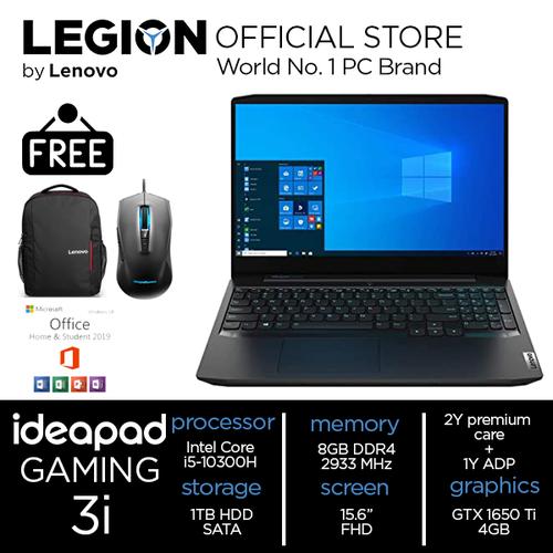 [EZO.2400487] Lenovo Gaming 3 YBID i5 10300 8GB 1TB GTX1650Ti 4GB W10+OHS 15.6FHD