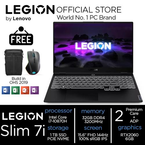 [EZO.2400488] Legion Slim 7 49ID i7 10870 32GB 1TBssd RTX2060 6GB W10 15.6FHD 144Hz