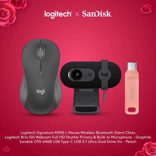[EZO.8500125] Logitech x SanDisk Exclusive M550L Mouse Wireless dan Brio Webcam