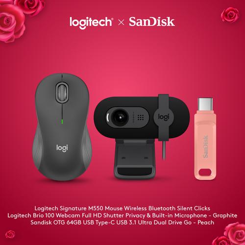 [EZO.8500126] Logitech x SanDisk Exclusive M550 Mouse Wireless dan Brio Webcam
