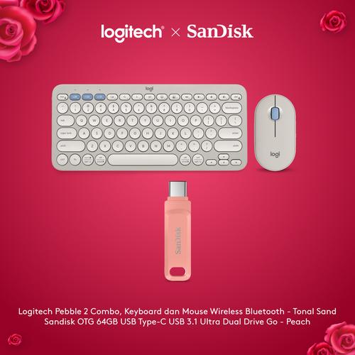 [EZO.8500128] Logitech x SanDisk Exclusive Pebble 2 Mouse Keyboard Sand