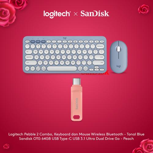 [EZO.8500129] Logitech x SanDisk Exclusive Pebble 2 Mouse Keyboard Blue
