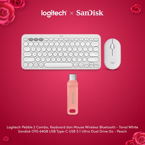 [EZO.8500130] Logitech x SanDisk Exclusive Pebble 2 Mouse Keyboard White