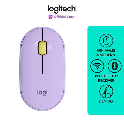 [EZO.8500151] Logitech Pebble M350 Mouse Wireless Bluetooth Slim SIlent - Lavender