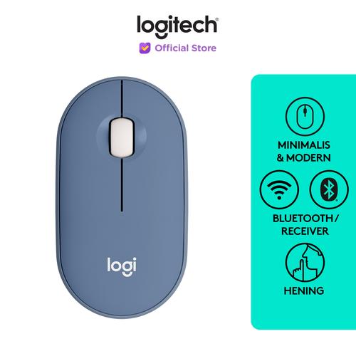 [EZO.8500153] Logitech Pebble M350 Mouse Wireless Bluetooth Slim Silent – Blueberry