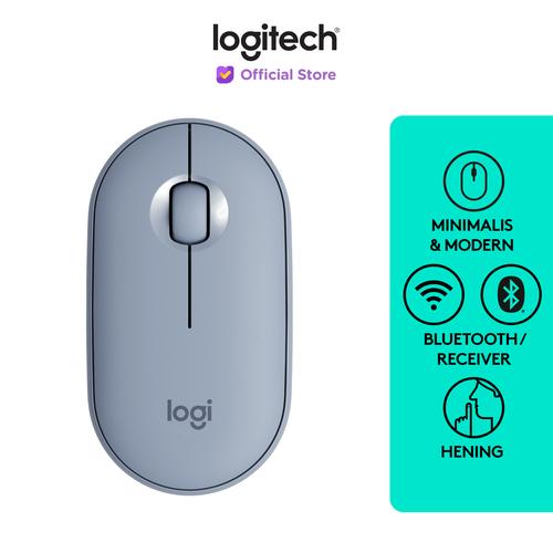 [EZO.8500198] Logitech Pebble M350 Mouse Wireless Bluetooth Slim Silent - Blue