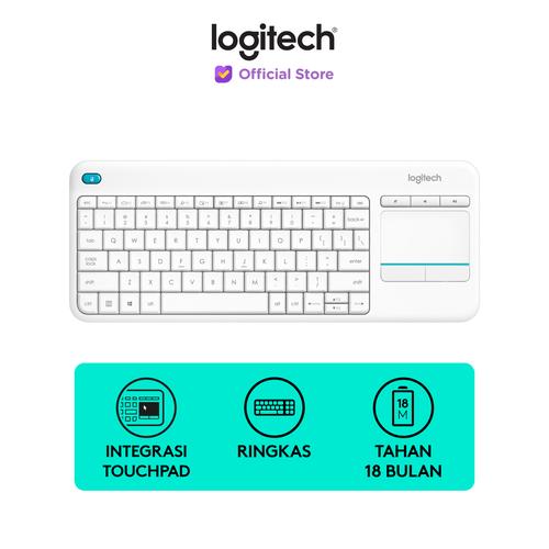 [EZO.8500218] Logitech K400 Plus Keyboard Wireless Touchpad untuk PC,SmartTV - White