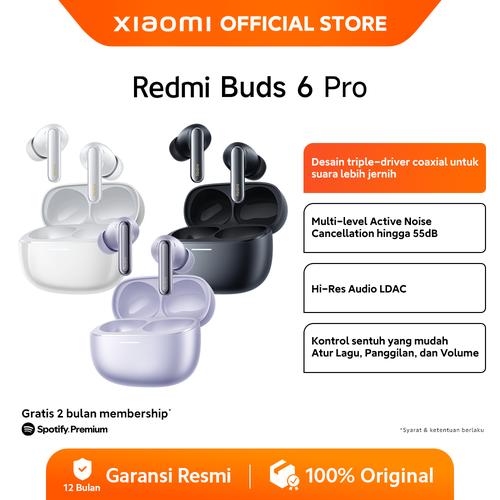 [EZO.3200032] Xiaomi Redmi Buds 6 Pro | Desain triple-driver coaxial | Multilevel ANC 55 dB | Hi-Res Audio LDAC | Kontrol Sentuh Audio, Telepon,Volume [Official Store]