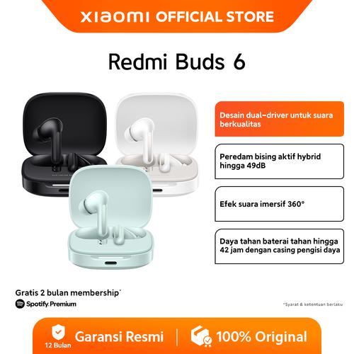 [EZO.3200033] Xiaomi Redmi Buds 6 | Desain dual-driver suara berkualitas | Peredam bising hingga 49 dB | efek suara imersif 360° | Baterai hingga 42 Jam [Official Store]