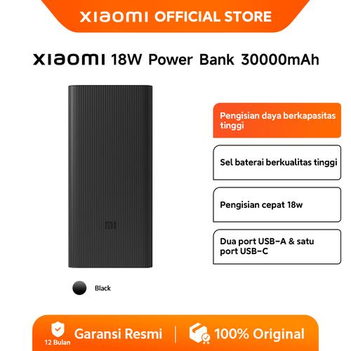 [EZO.3200073] Xiaomi 18W Power Bank 30000mAh | Pengisian Daya Berkapasitas Tinggi | Sel baterai berkualitas tinggi | Pengisian daya cepat pintar | Dua port USB-A & satu port USB-C [Official Store]