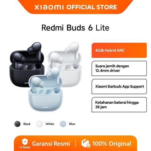 [EZO.3200077] Xiaomi Redmi Buds 6 Lite | Baterai hingga 38 Jam | 42db Hybrid ANC | Suara jernih 12.4mm driver | AI Noise Cancellation  [Official Store]