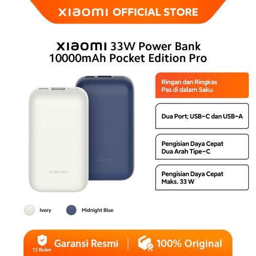 [EZO.3200088] Xiaomi Power Bank 33W 10000mAh Pocket Edition Pro | Ringan dan Ringkas | Pas di Dalam Saku | Dua port USB-C dan USB-A [ Official Store ]