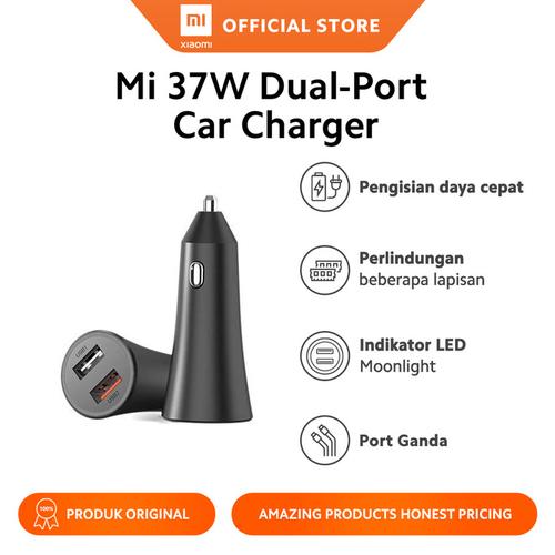 [EZO.3200160] Xiaomi Official Mi 37W Pengisi Daya Mobil Port Ganda Indikator LED