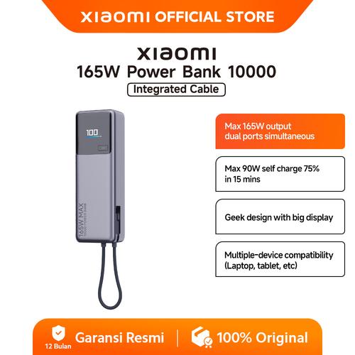 [EZO.3200172] Xiaomi 165W Power Bank 10000mAh Integrated Cable | Max 165W output dual ports simultaneous | 120W Output Integrated USB-C Cable | Safe on airplane [Official Store ]