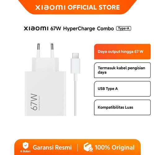 [EZO.3200176] Xiaomi 67W HyperCharge Combo Tipe A | Daya output hingga 67W | Tersedia kabel daya | USB Type-A | Kompatibilitas Luas [Official Store]