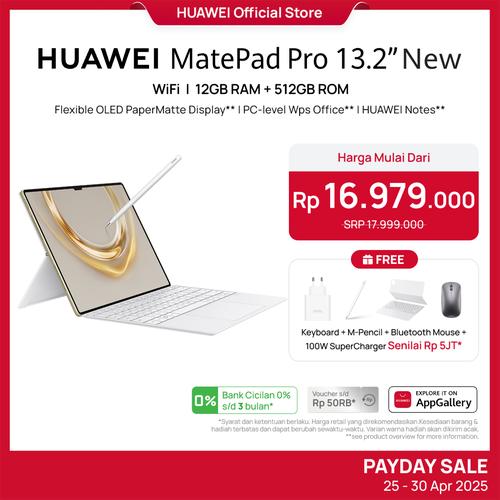 [EZO.4300001] HUAWEI MatePad Pro 13.2-inch 2025 Tablet | Flexible OLED PaperMatte Display | PC-level WPS Office | Big Battery and Fast Charging