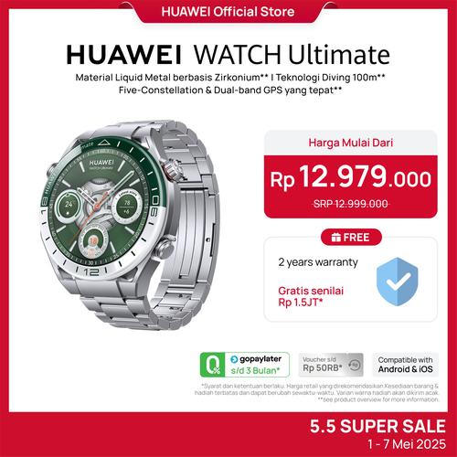 [EZO.4300016] HUAWEI WATCH Ultimate Green Smartwatch | Zirconium-based Liquid Metal | Golf Courses Map | Pro-level Sports