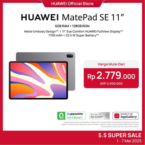 [EZO.4300022] HUAWEI MatePad SE 11" Tablet [6+128GB] | 2K Eye Comfort Display | 7700mAh | Metal Unibody