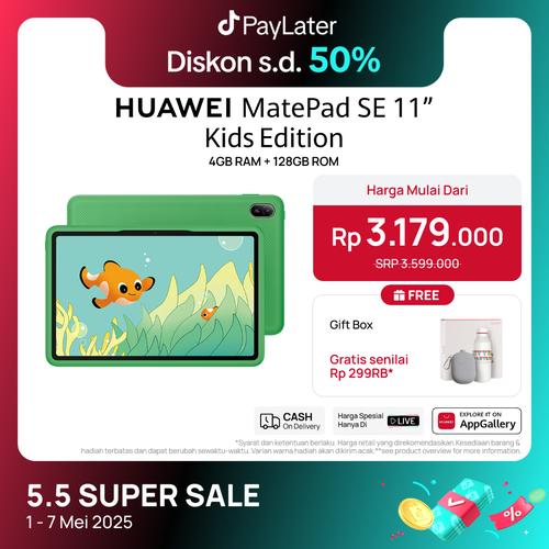 [EZO.4300038] HUAWEI MatePad SE 11" Kids Edition Tablet | 2K Eye Comfort HUAWEI FullView Display | Kids Corner | Parental Assistant Wifi | Tablet Anak