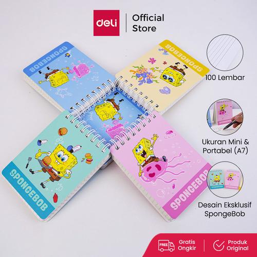 [EZO.7000001] Deli x Spongebob Buku Catatan / Spiral Notebook A7 100 halaman ELA7100