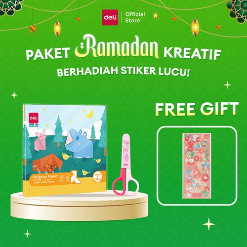 [EZO.7000017] Paket Kertas Origami Kertas Lipat Kerajinan Tangan Gunting Gratis Sticker