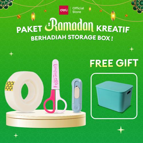 [EZO.7000022] Deli Paket Ramadhan Kreatif / 1 Cutter, 1 Gunting, 1 Isolasi / FREE STORAGE BOX