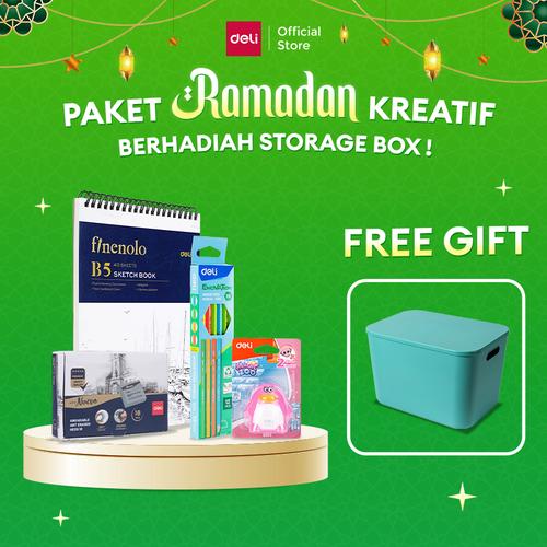 [EZO.7000024] Deli Paket Ramadhan Kreatif / 1 Rautan Pensil, 1 Buku Sketsa, 1 Pensil 2B, 1 Penghapus / FREE STORAGE BOX