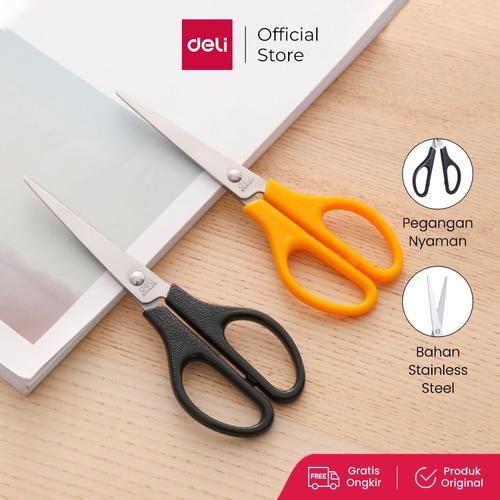 [EZO.7000027] Deli Gunting PP, stainless steel 170mm gagang simetris, ujung runcing E0603