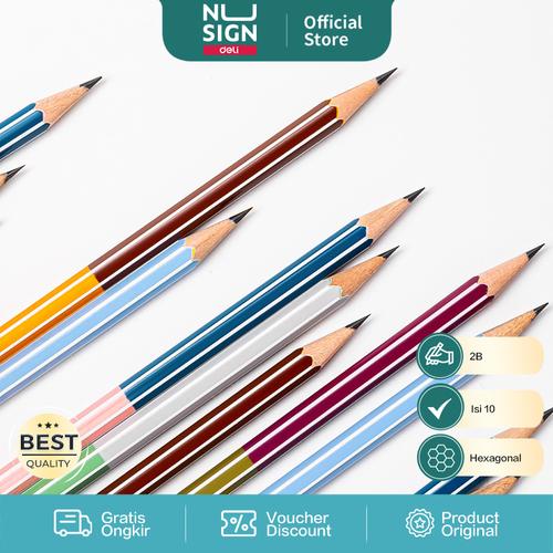 [EZO.7000031] Deli Pensil Kayu / Graphite Pencil Hexagonal Barrel Black NS725-2B