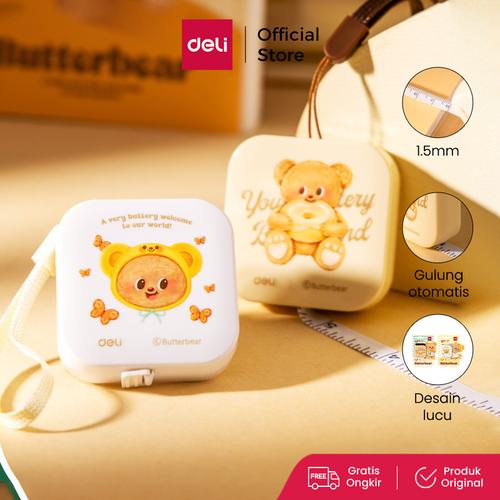 [EZO.7000047] Deli x Butterbear Meteran Mini 1.5meter / Measuring Tape Kunci Otomatis HY410