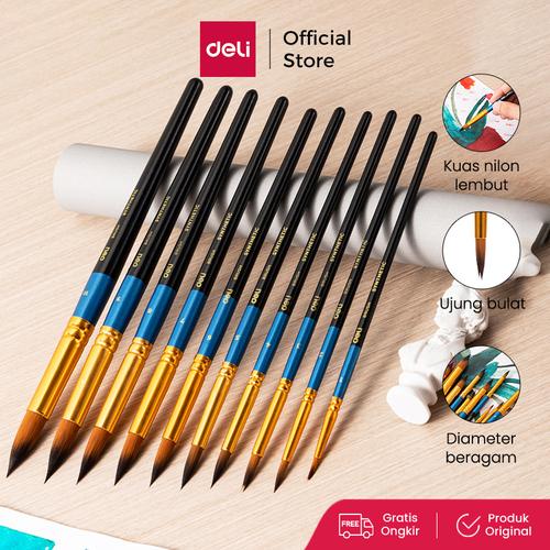 [EZO.7000049] Deli Kuas Lukis Nilon Lembut Ujung Bulat /  Round Head Brush Beragam Diameter EC408