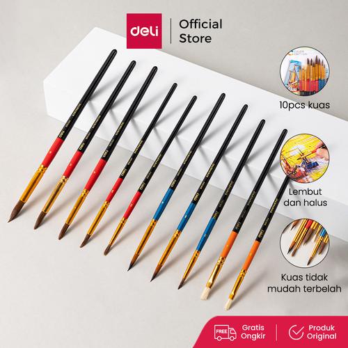 [EZO.7000050] Deli Kuas Lukis Isi 10 /  Flat and Rounded Brush Lembut dan Halus EC407