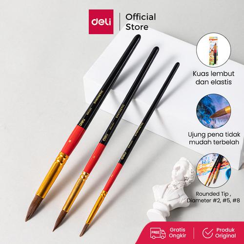 [EZO.7000052] Kuas Lukis Bulat / Deli Rounded Brush Elastis dan Lembut EC405