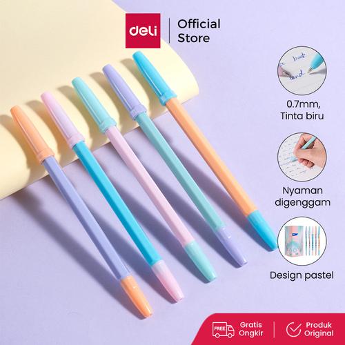 [EZO.7000057] Deli Ballpoin Pen / Pulpen 0.7mm Tinta Biru EQ66