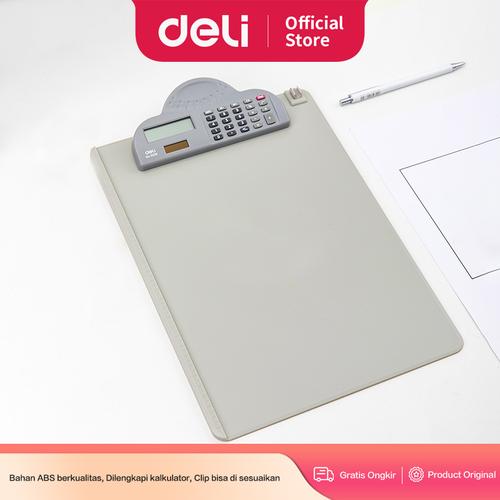 [EZO.7000060] Deli Papan Ujian / Clipboard ABS + Kalkullator Mini - A4 E9259