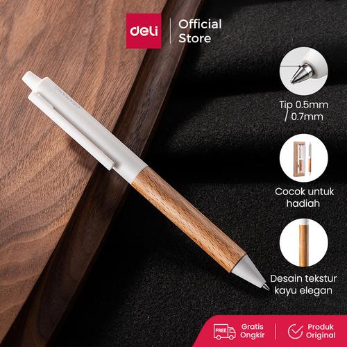 [EZO.7000085] Deli Gel Pen Motif Kayu / Wood Matte Textured Smooth Writting A97