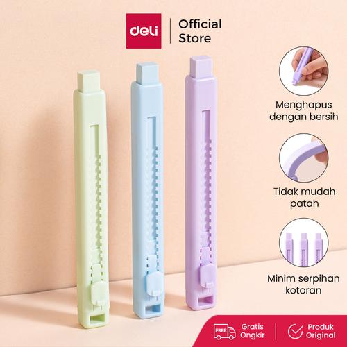 [EZO.7000090] Deli Penghapus Mekanik / Sliding Eraser Pastel Tidak Mudah Patah VP450