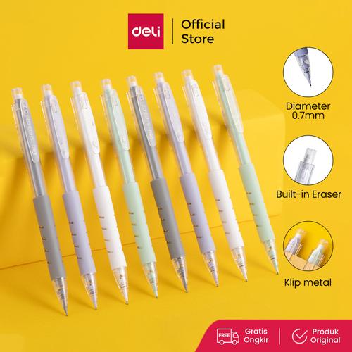 [EZO.7000115] Deli Pensil Mekanik / Mechanical Pencil 0.7mm Dengan Klip dan Penghapus SH173-07