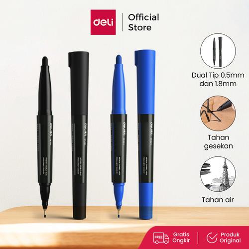[EZO.7000116] Deli Dual Tip Spidol Permanen Marker Tahan Air SK221