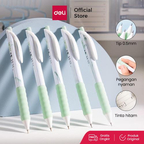 [EZO.7000118] Deli Gel Pen Tinta Hitam 0.5mm Comfortable Grip SA611
