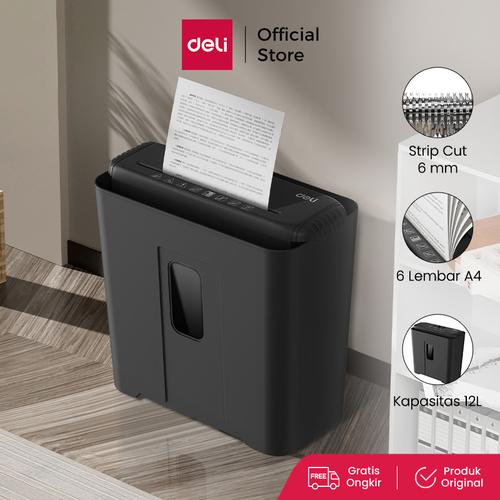 [EZO.7000124] Deli Paper Shredder / Mesin Penghancur Kertas 6 Lembar Kapasitas 12 Liter ET102SC