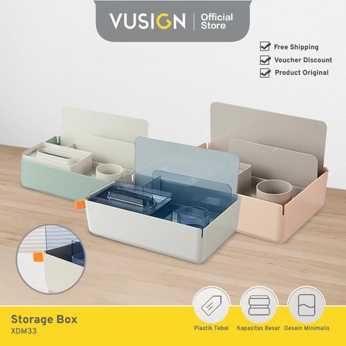 [EZO.7000152] Vusign Kotak Penyimpanan Desktop / Desktop Storage Box Hijau - Pink - Abu XDM33