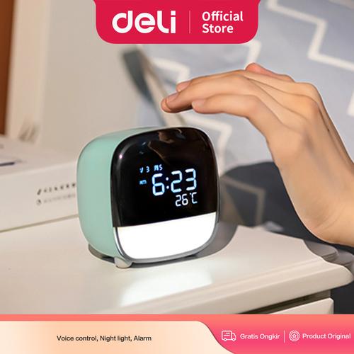 [EZO.7000154] Deli Jam Elektronik / Electronic Clock White - Green 8852