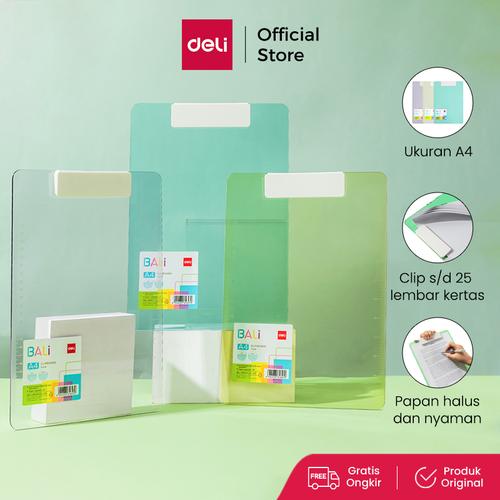 [EZO.7000156] Deli Papan Jalan A4 / Papan Ujian  Clip Board 2in1 Warna Pastel EF408