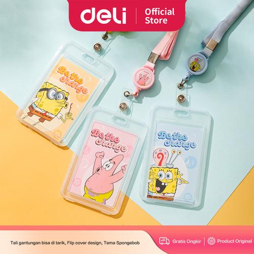 [EZO.7000196] Deli Name Tag Kartu Tanda Pengenal Motif Spongebob Lanyard Bisa Ditarik EF455