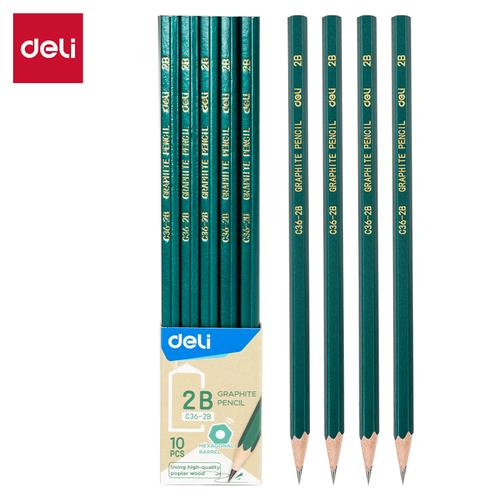 [EZO.7000204] Deli Pensil Sketsa / Graphite Pencil 10 PCS 2B EC36