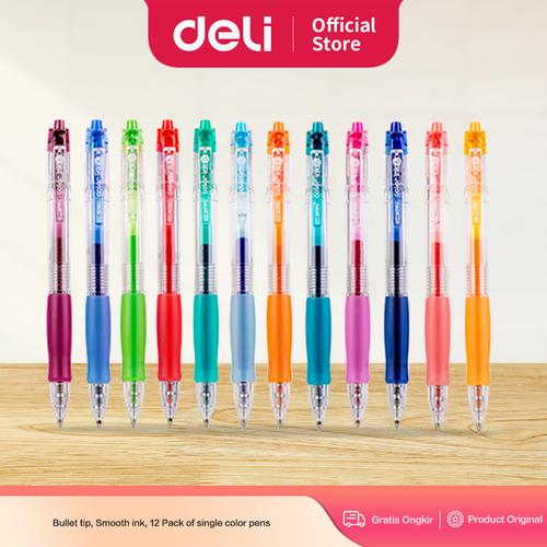 [EZO.7000223] Deli Pulpen Gel Warna  / Color Gel Pen Bullet Tip Berbagai Warna SA500
